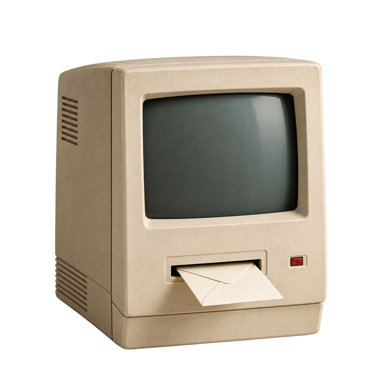 Vintage Macintosh with an envelope